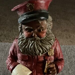 Vintage Police Santa in Red Uniform Figurine